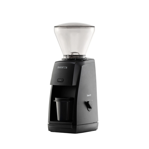 Baratza Encore ESP coffee grinder in black, angled front view