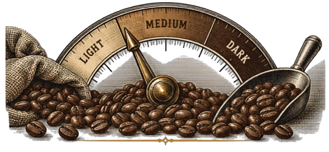 Roast-level gauge showing where Troubadour stops at light to light-plus
