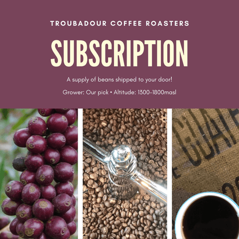 Subscription coffee bag and roasted beans
