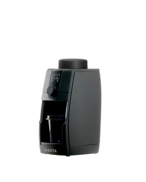 Baratza Encore ESP Pro in black with single-dose lid, angled front view