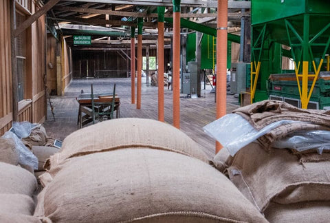 Coffee processing and storage facilities at Aquiares Farm