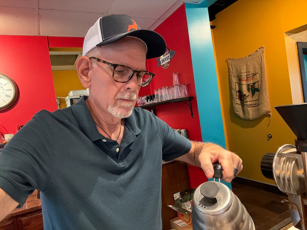 Tony teaching a hands-on coffee class