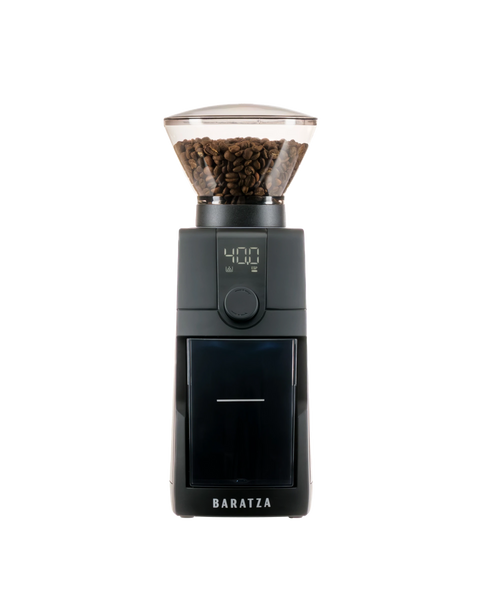 Baratza Encore ESP Pro in black with bean hopper, front view