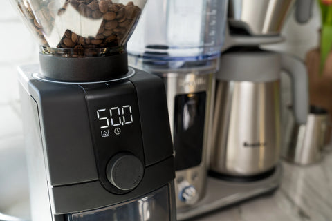 Adding beans to the Encore ESP Pro for filter coffee