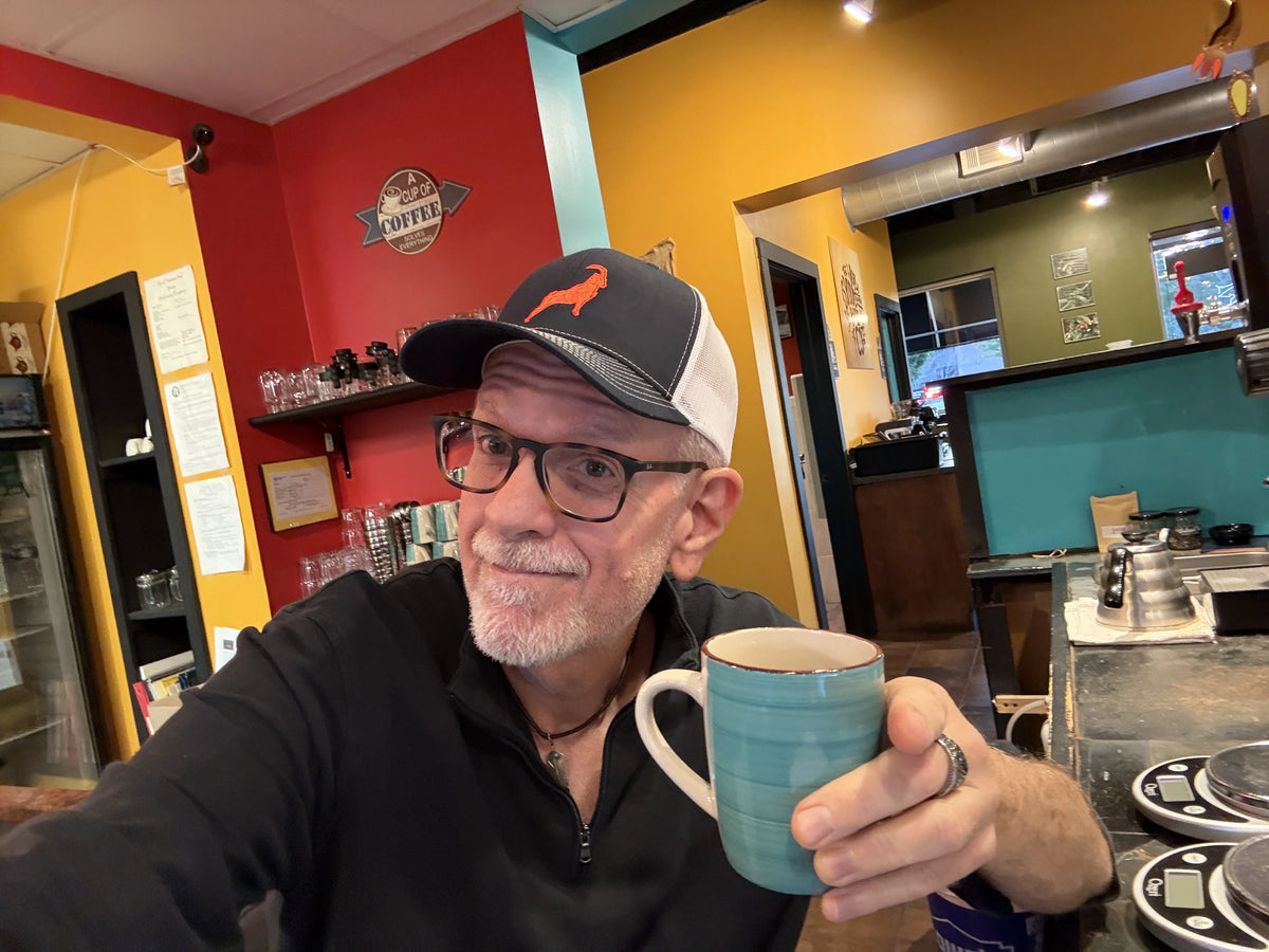 Tony roasting coffee at Troubadour Coffee Roasters